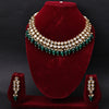 Sukkhi Gold Plated Green Kundan & Pearl Choker Necklace Set for Women