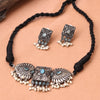 Sukkhi Oxidised Silver Pearl Choker Necklace Set for Women