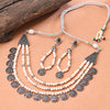 Sukkhi Oxidised Peach Pearl Choker Necklace Set for Women