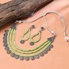 Sukkhi Oxidised Green Pearl Choker Necklace Set for Women