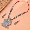 Sukkhi Oxidised Maroon Pearl Choker Necklace Set for Women