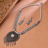 Sukkhi Oxidised Aqua Pearl Choker Necklace Set for Women