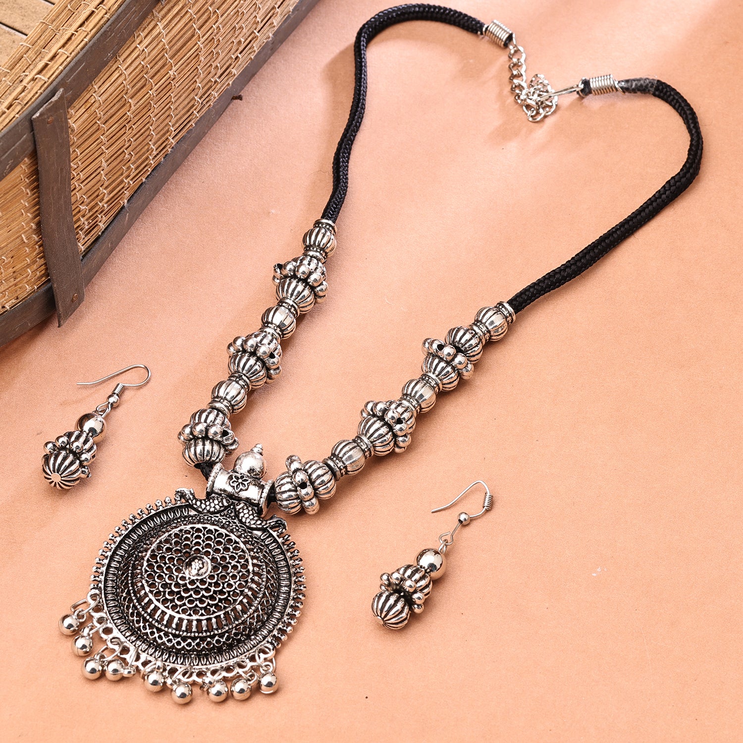Sukkhi Oxidised Silver NA Choker Necklace Set for Women
