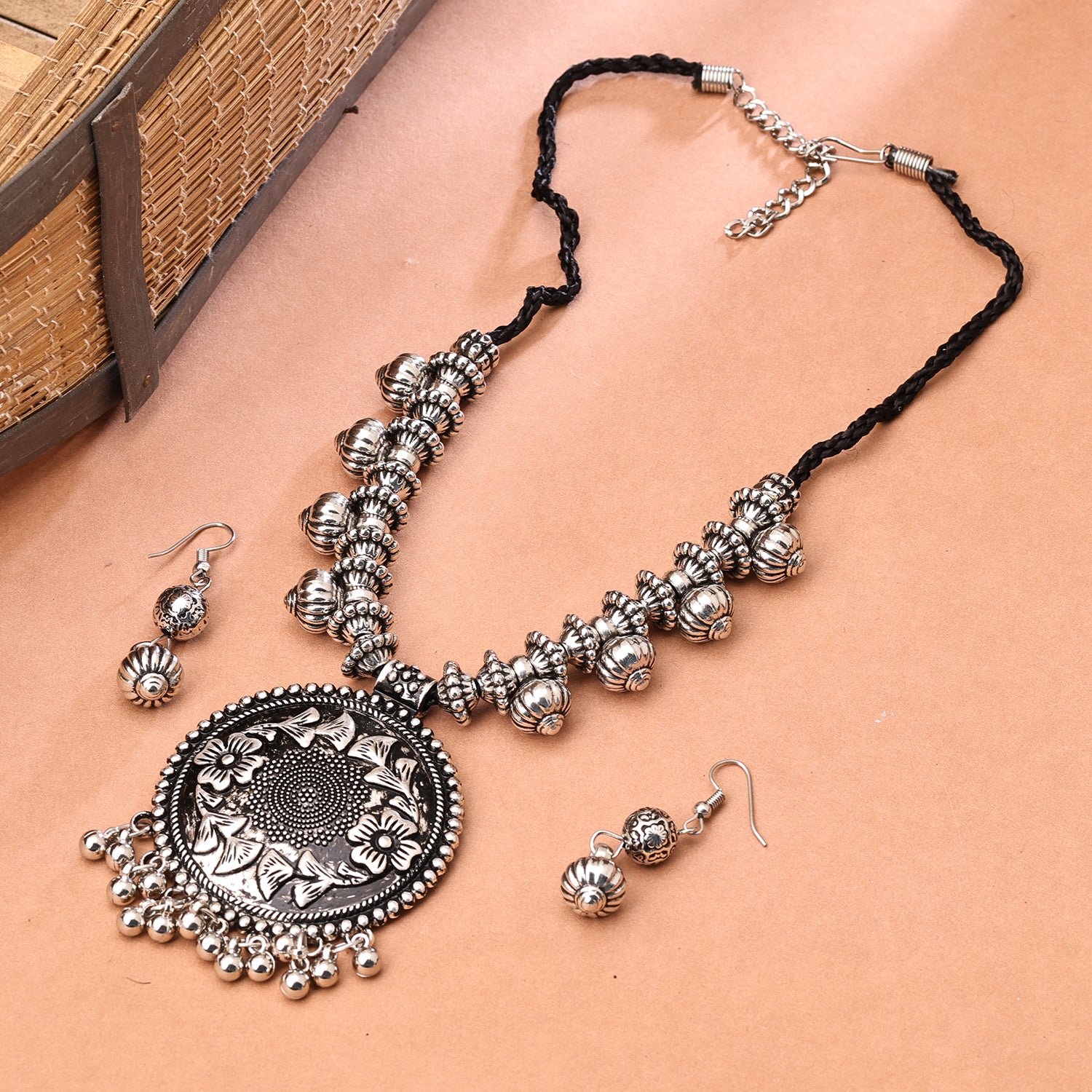 Sukkhi Oxidised Silver NA Choker Necklace Set for Women