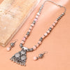 Sukkhi Oxidised Peach Pearl Long Necklace Set for Women