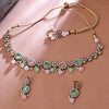 Sukkhi Gold Plated Pink & Green Reverse AD & Pearl Choker Necklace Set for Women