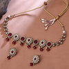 Sukkhi Gold Plated Maroon Reverse AD & Pearl Choker Necklace Set for Women