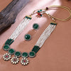 Sukkhi Gold Plated Green Kundan & Pearl Choker Necklace Set for Women