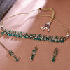 Sukkhi Gold Plated Green Reverse AD & Pearl Choker Necklace Set for Women