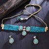 Sukkhi Gold Plated Green Kundan & Pearl Choker Necklace Set for Women