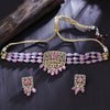 Sukkhi Gold Plated Pink Kundan & Pearl Choker Necklace Set for Women