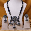 Sukkhi Rhodium Plated Blue Kundan & Pearl Long Necklace Set for Women