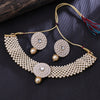 Sukkhi Gold Plated Golden Kundan & Pearl Choker Necklace Set for Women