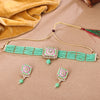 Sukkhi Gold Plated Green Kundan & Pearl Choker Necklace Set for Women