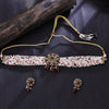 Sukkhi Gold Plated Maroon Reverse AD & Pearl Choker Necklace Set for Women