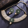 Sukkhi Gold Plated Green Kundan & Pearl Choker Necklace Set for Women