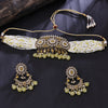 Sukkhi Gold Plated Yellow Reverse AD & Pearl Choker Necklace Set for Women