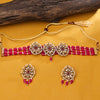 Sukkhi Gold Plated Pink Reverse AD & Pearl Choker Necklace Set for Women