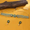 Sukkhi Gold Plated Green Mirror & Pearl Choker Necklace Set for Women