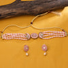 Sukkhi Gold Plated Pink Mirror & Pearl Choker Necklace Set for Women