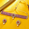 Sukkhi Gold Plated Pink Reverse AD & Pearl Choker Necklace Set for Women