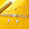 Sukkhi Gold Plated Golden Mirror & Pearl Choker Necklace Set for Women