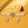 Sukkhi Gold Plated Golden Mirror & Pearl Choker Necklace Set for Women