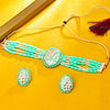 Sukkhi Gold Plated Green Kundan & Pearl Choker Necklace Set for Women