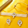 Sukkhi Gold Plated Golden Reverse AD & Pearl Choker Necklace Set for Women