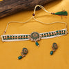 Sukkhi Gold Plated Green Reverse AD & Pearl Choker Necklace Set for Women