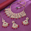 Sukkhi Gold Plated Pink Kundan & Pearl Choker Necklace Set for Women