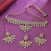 Sukkhi Gold Plated Green Reverse AD & Pearl Choker Necklace Set for Women