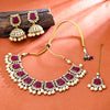 Sukkhi Gold Plated Maroon Kundan & Pearl Choker Necklace Set for Women
