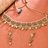 Sukkhi Gold Plated Golden Reverse AD & Pearl Choker Necklace Set for Women