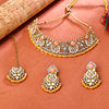 Sukkhi Gold Plated Peach Kundan & Pearl Choker Necklace Set for Women