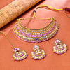 Sukkhi Gold Plated Purple Kundan & Pearl Choker Necklace Set for Women