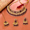 Sukkhi Gold Plated Maroon Pearl Choker Necklace Set for Women