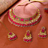 Sukkhi Gold Plated Pink Pearl Choker Necklace Set for Women