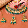 Sukkhi Gold Plated Green Pearl Choker Necklace Set for Women