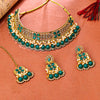 Sukkhi Gold Plated Green Pearl Choker Necklace Set for Women