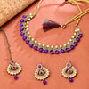 Sukkhi Gold Plated Purple Reverse AD & Pearl Choker Necklace Set for Women