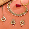 Sukkhi Gold Plated Peach Reverse AD & Pearl Choker Necklace Set for Women