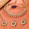 Sukkhi Gold Plated Pink Reverse AD & Pearl Choker Necklace Set for Women