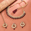 Sukkhi Gold Plated Maroon Reverse AD & Pearl Choker Necklace Set for Women