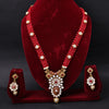 Sukkhi Gold Plated Red Mirror & Pearl Long Necklace Set for Women