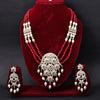 Sukkhi Gold Plated Maroon Kundan & Pearl Long Necklace Set for Women