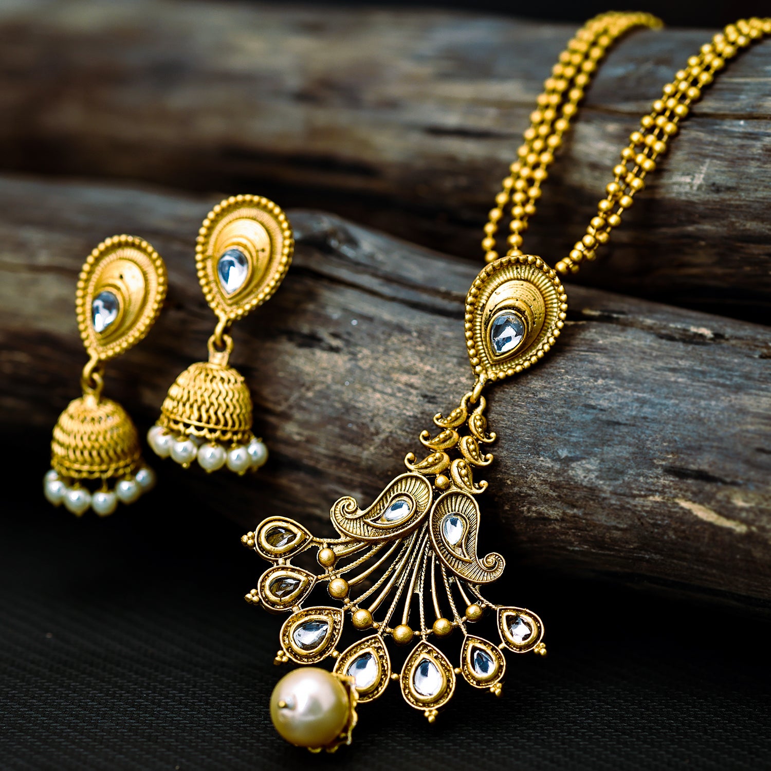 Sukkhi Gold Plated Golden Pearl Long Necklace Set for Women