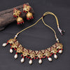 Sukkhi Gold Plated Maroon Pearl Choker Necklace Set for Women