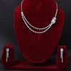 Sukkhi Rhodium Plated Silver CZ Choker Necklace Set for Women