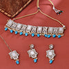 Sukkhi Gold Plated Blue Mirror & Pearl Choker Necklace Set for Women